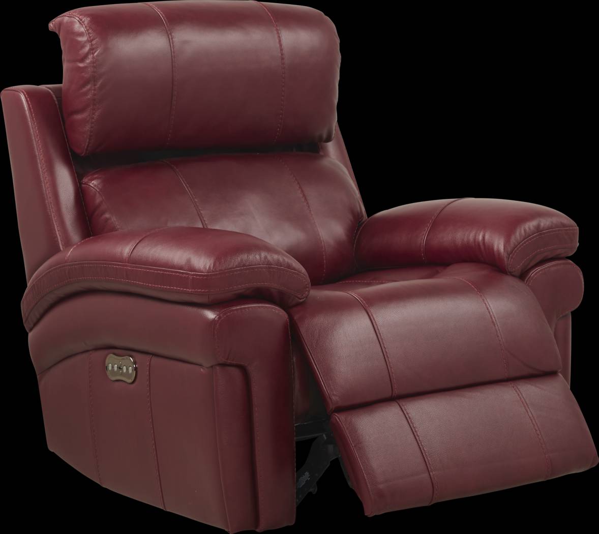 Trevino Place Burgundy Leather Dual Power Recliner - Thumbnail - Image 1