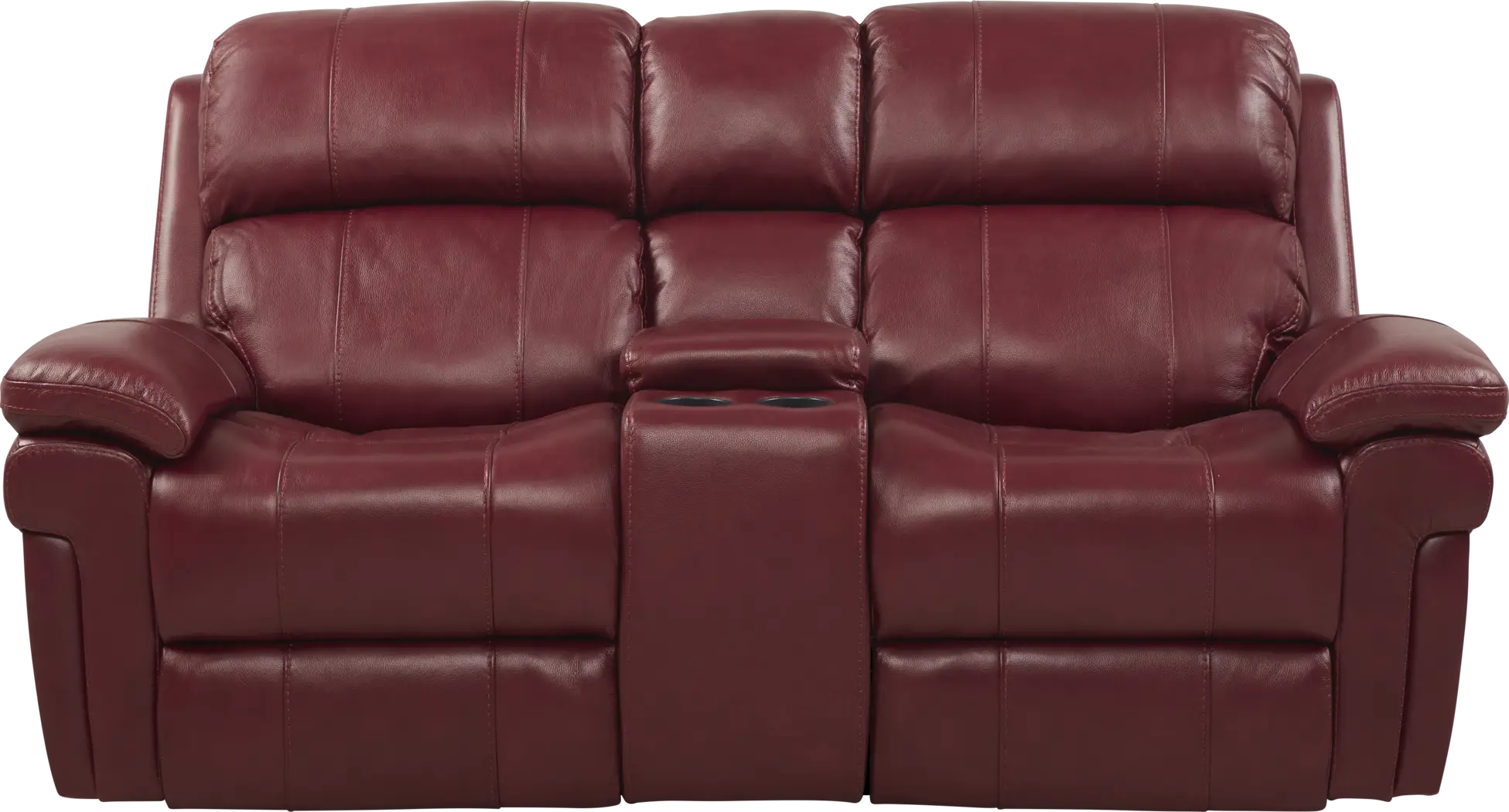Trevino Place Burgundy Leather Dual Power Reclining Console Loveseat - Thumbnail - Image 2