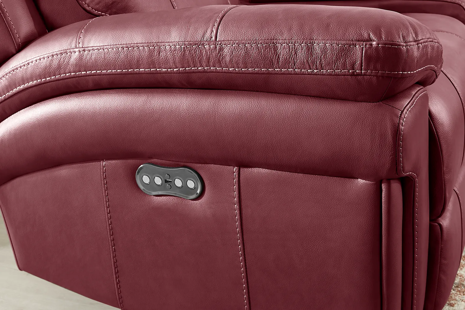 Trevino Place Burgundy Leather Dual Power Reclining Console Loveseat - Thumbnail - Image 4