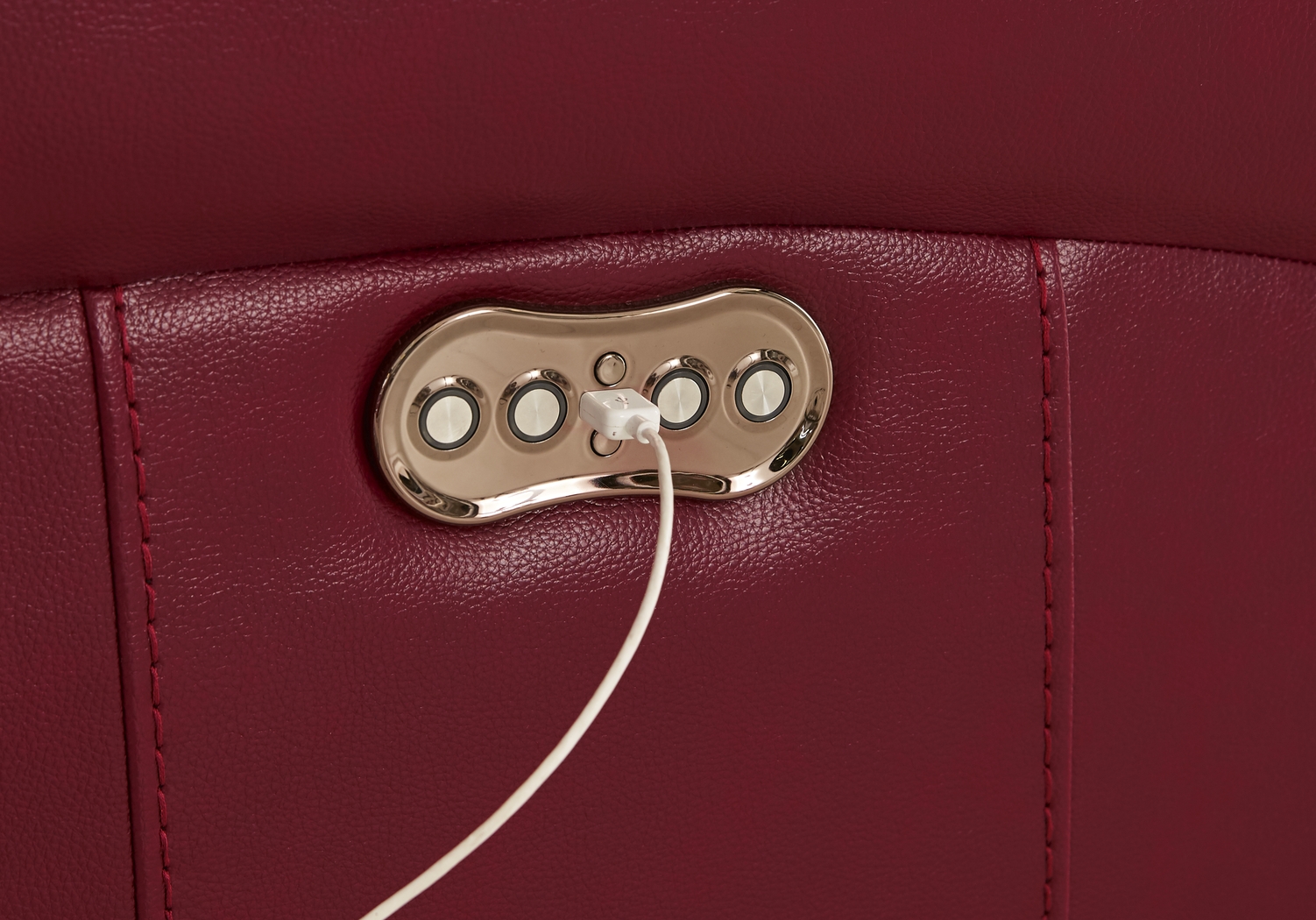 Trevino Place Burgundy Leather Dual Power Reclining Sofa - Thumbnail - Image 3