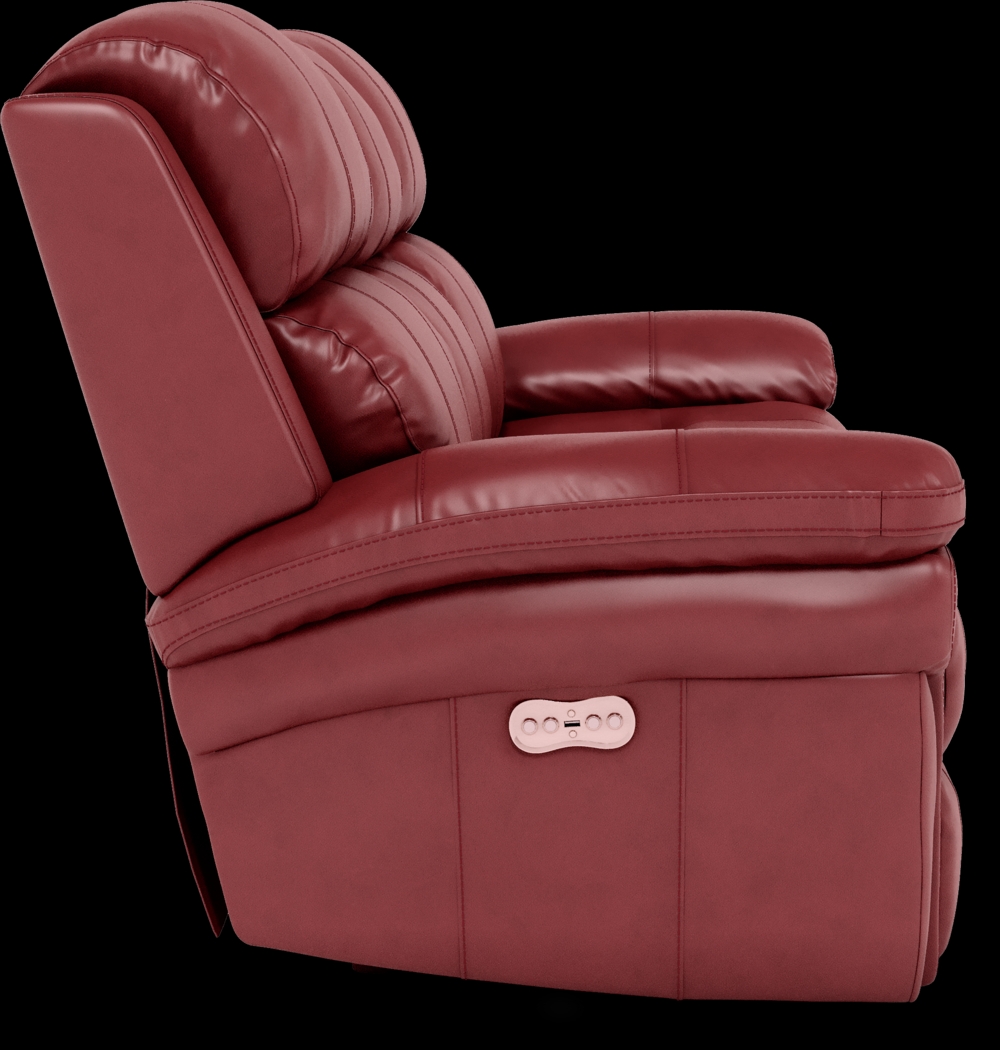 Trevino Place Burgundy Leather Dual Power Reclining Sofa - Thumbnail - Image 4