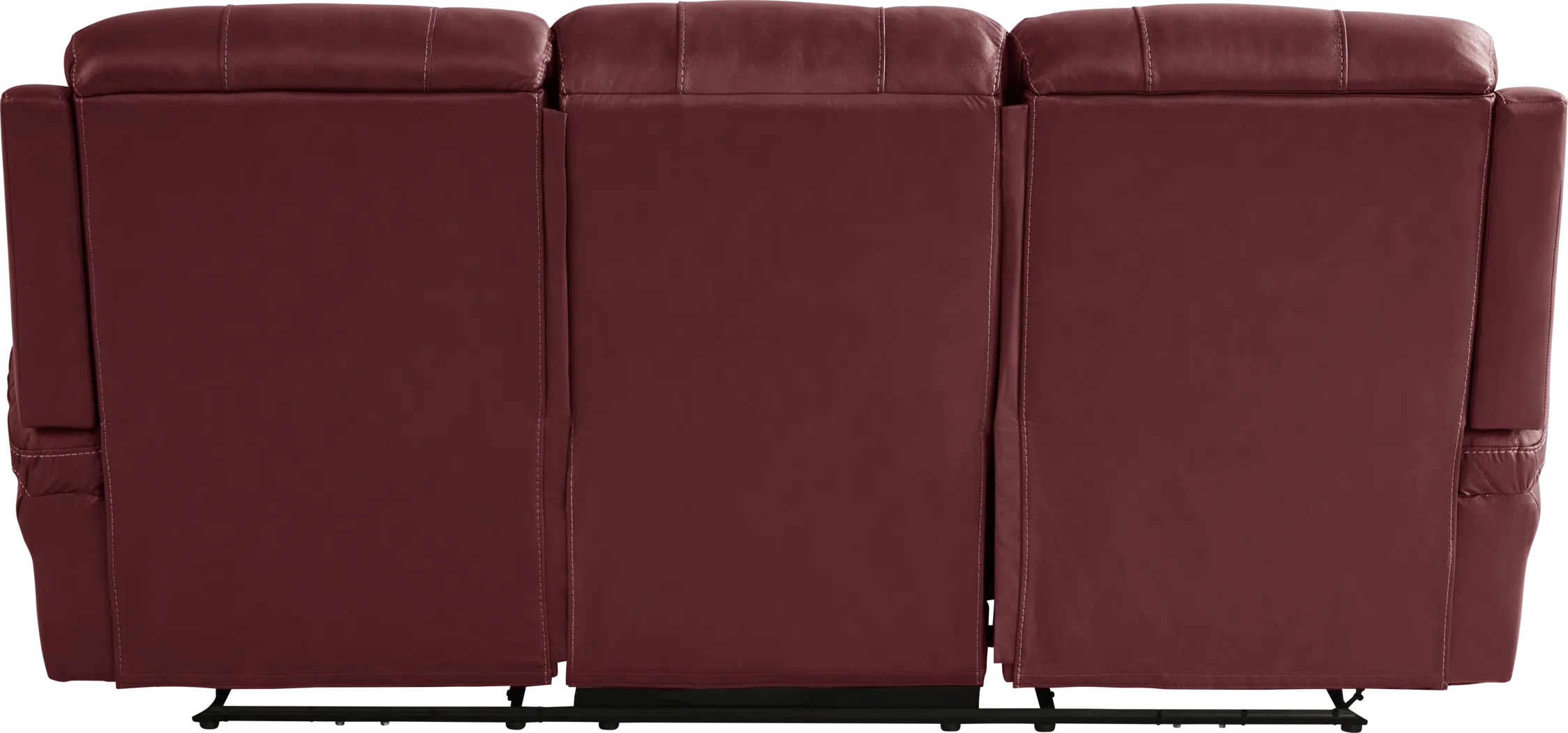 Trevino Place Burgundy Leather Dual Power Reclining Sofa - Image 7