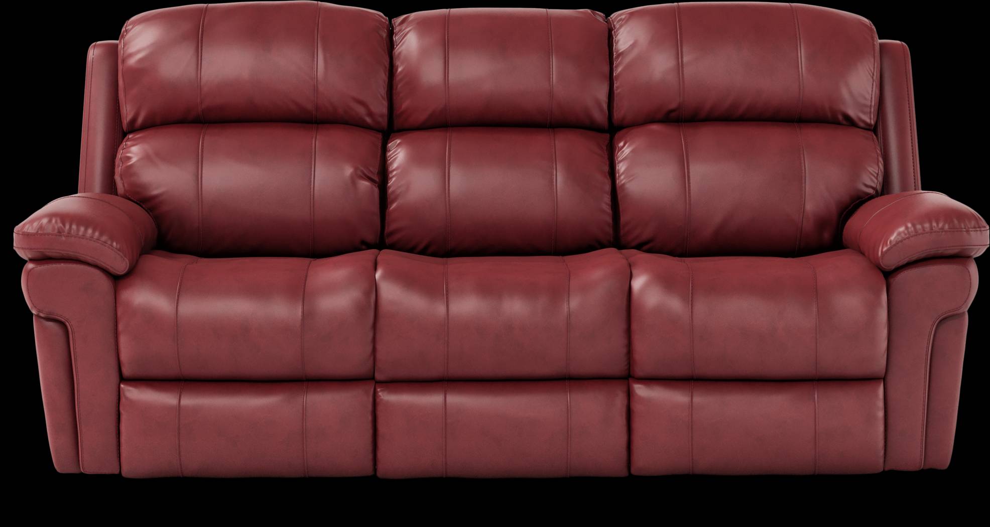 Trevino Place Burgundy Leather Dual Power Reclining Sofa - Thumbnail - Image 1