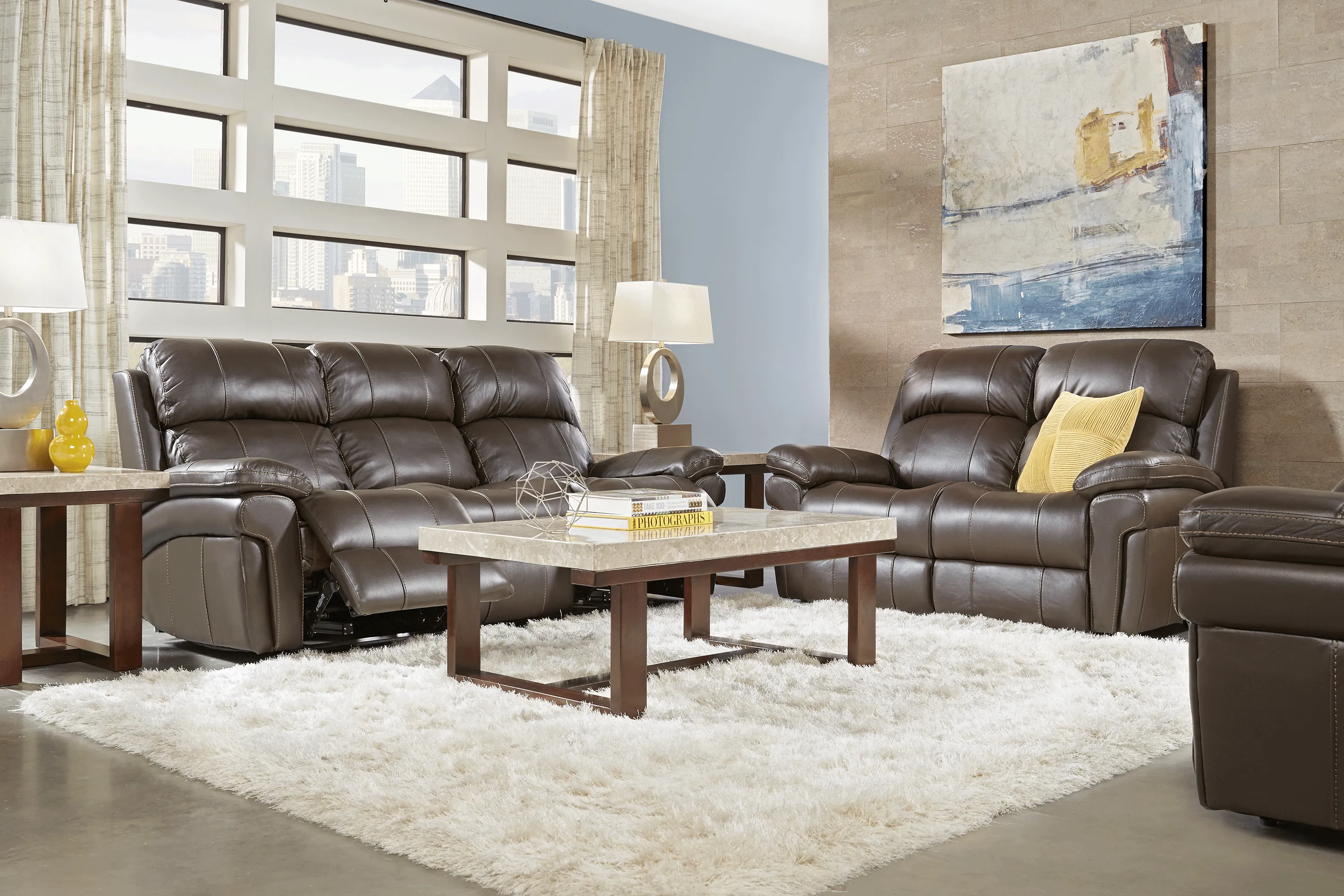 Trevino Place Chocolate Leather 2 Pc Living Room with Reclining Sofa - Thumbnail - Image 1