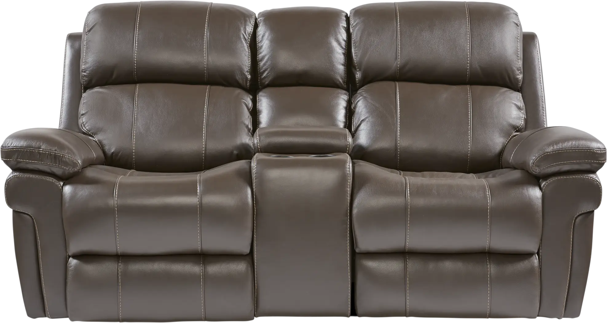 Trevino Place Chocolate Leather Dual Power Reclining Console Loveseat - Thumbnail - Image 2