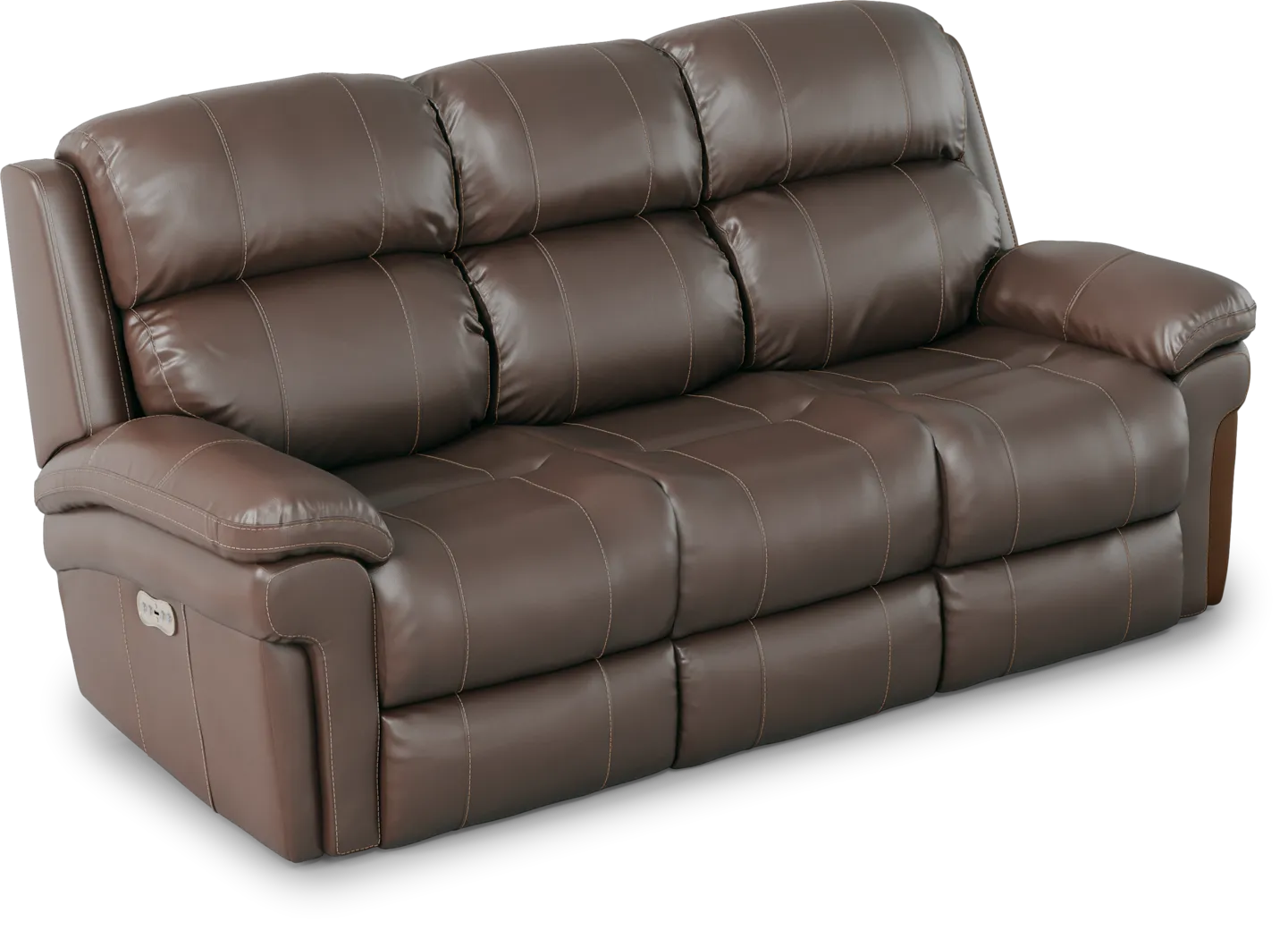 Trevino Place Chocolate Leather Dual Power Reclining Sofa - Thumbnail - Image 2