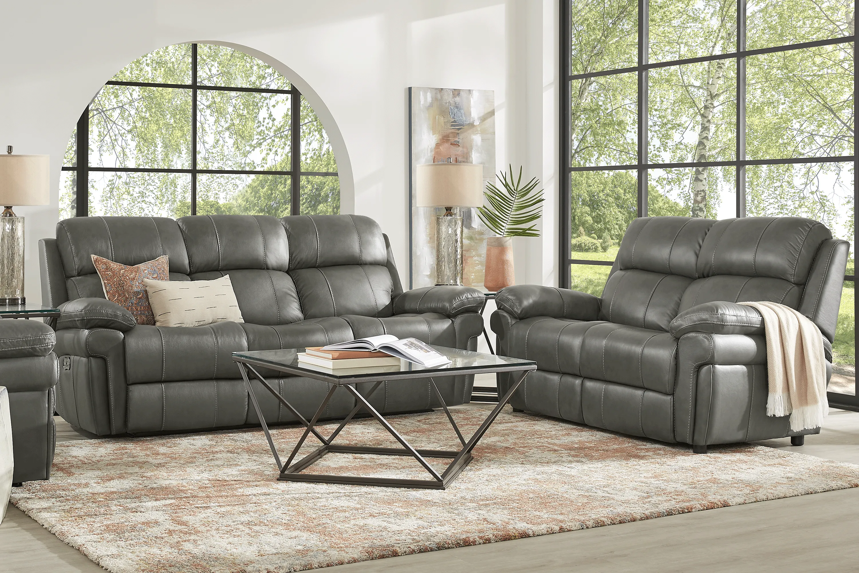 Trevino Place Smoke Leather 3 Pc Living Room with Reclining Sofa - Thumbnail - Image 1