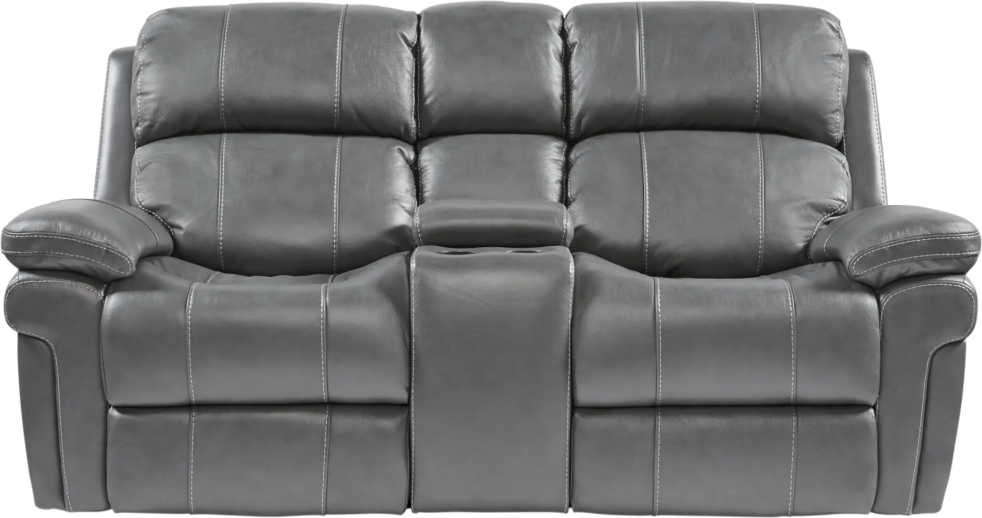 Trevino Place Smoke Leather Dual Power Reclining Console Loveseat - Thumbnail - Image 2