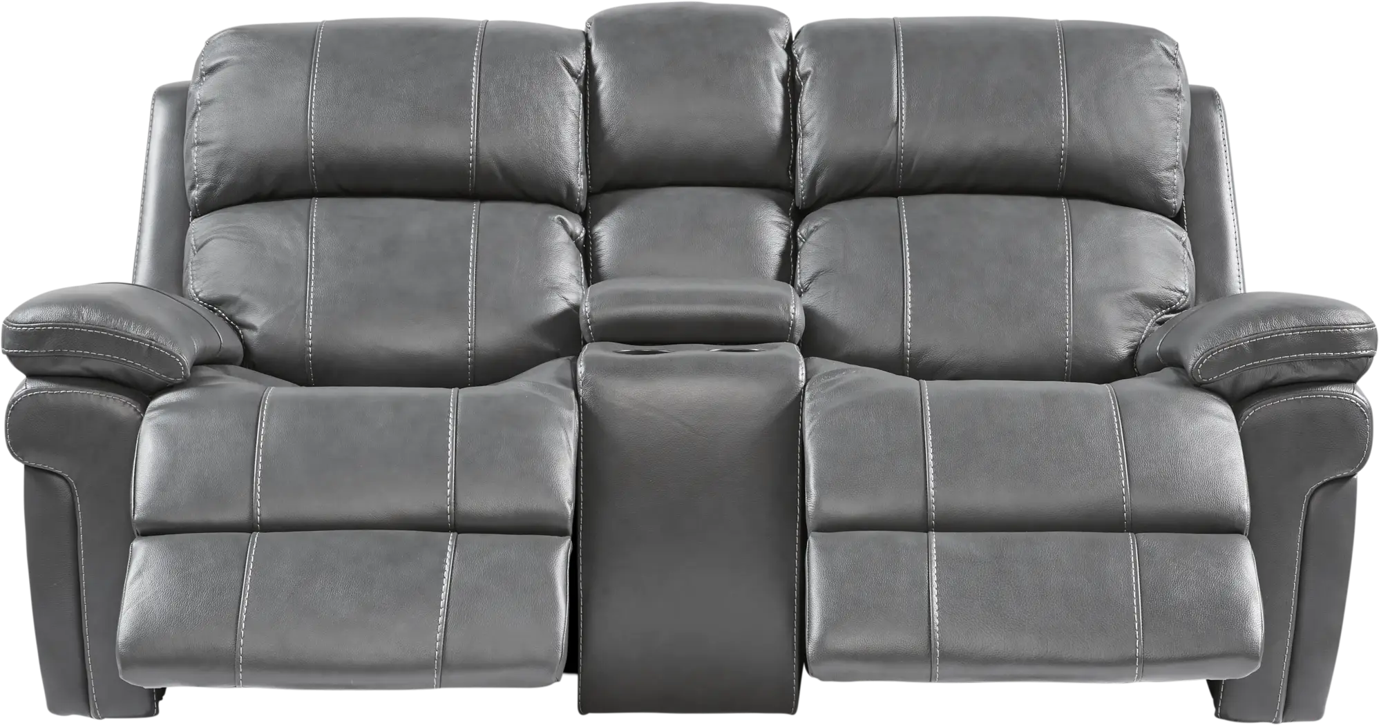 Trevino Place Smoke Leather Dual Power Reclining Console Loveseat - Thumbnail - Image 1