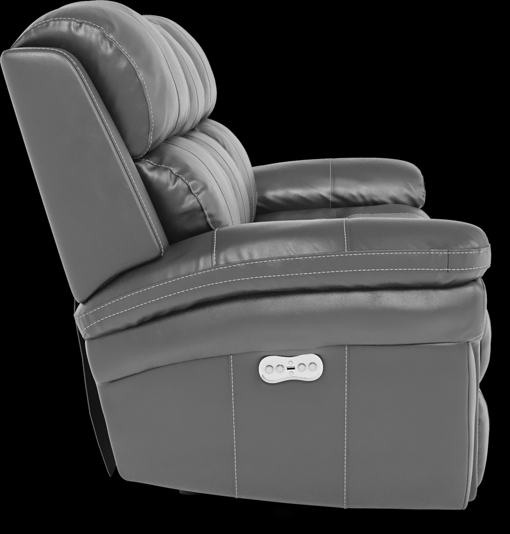 Trevino Place Smoke Leather Dual Power Reclining Sofa - Thumbnail - Image 3