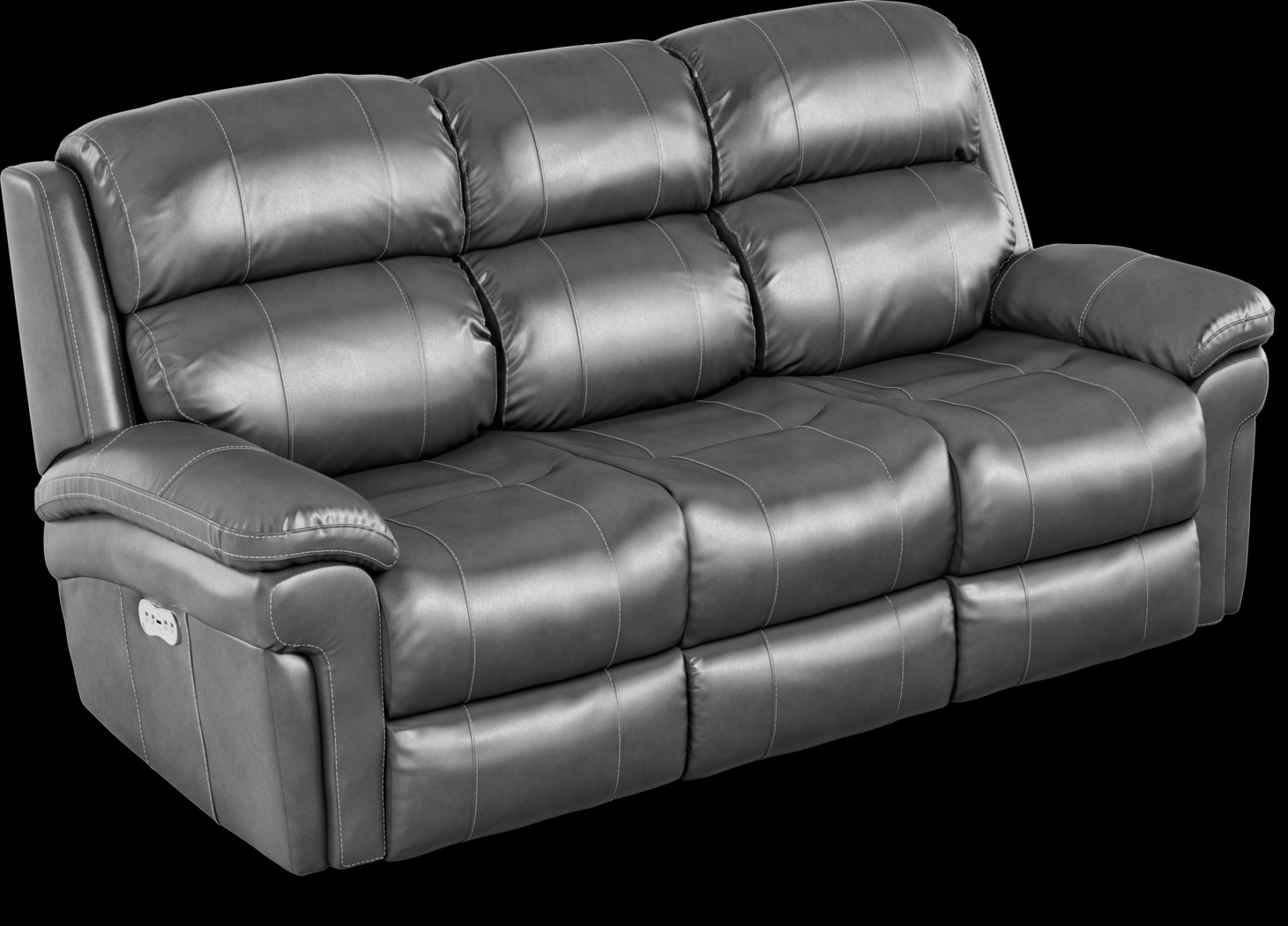 Trevino Smoke Leather Dual Power Reclining Sofa - Thumbnail - Image 2