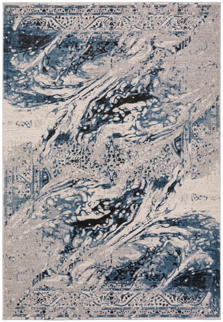 Trian 3' x 5' Blue Rug - Thumbnail - Image 1