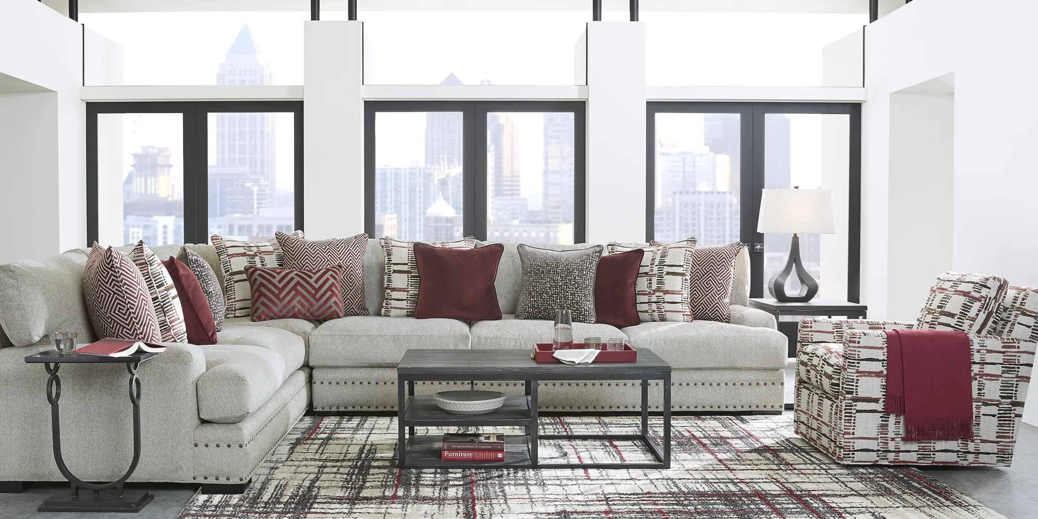 Cindy Crawford Home Tribeca Loft Beige 7 Pc Sectional Living Room - Thumbnail - Image 1