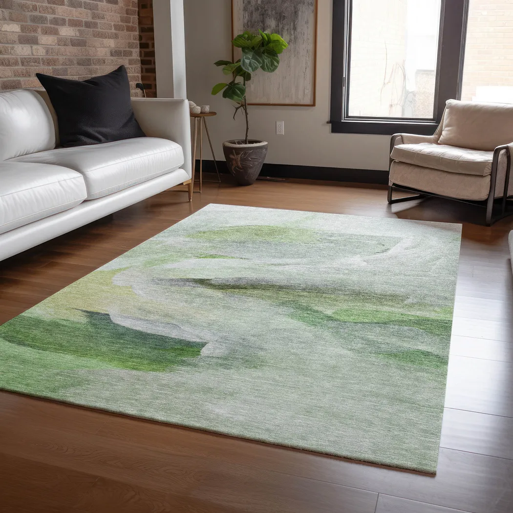 Tridi Green 5' x 8' Machine Washable Rug - Thumbnail - Image 2