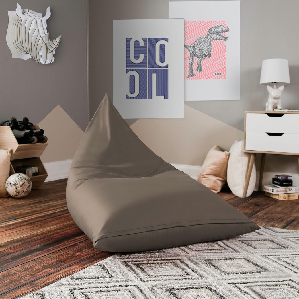 Kids Triform Beige Small Bean Bag Chair - Thumbnail - Image 2