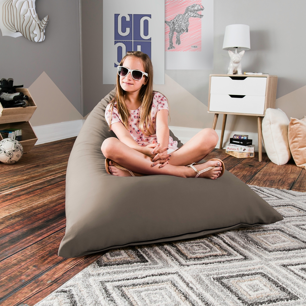 Kids Triform Beige Small Bean Bag Chair - Thumbnail - Image 5