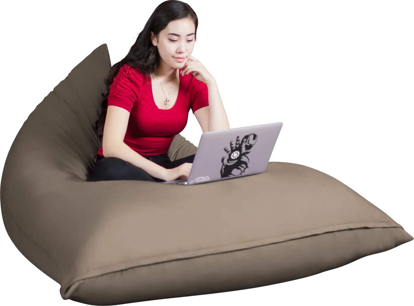 Kids Triform Beige Large Bean Bag Chair - Thumbnail - Image 1