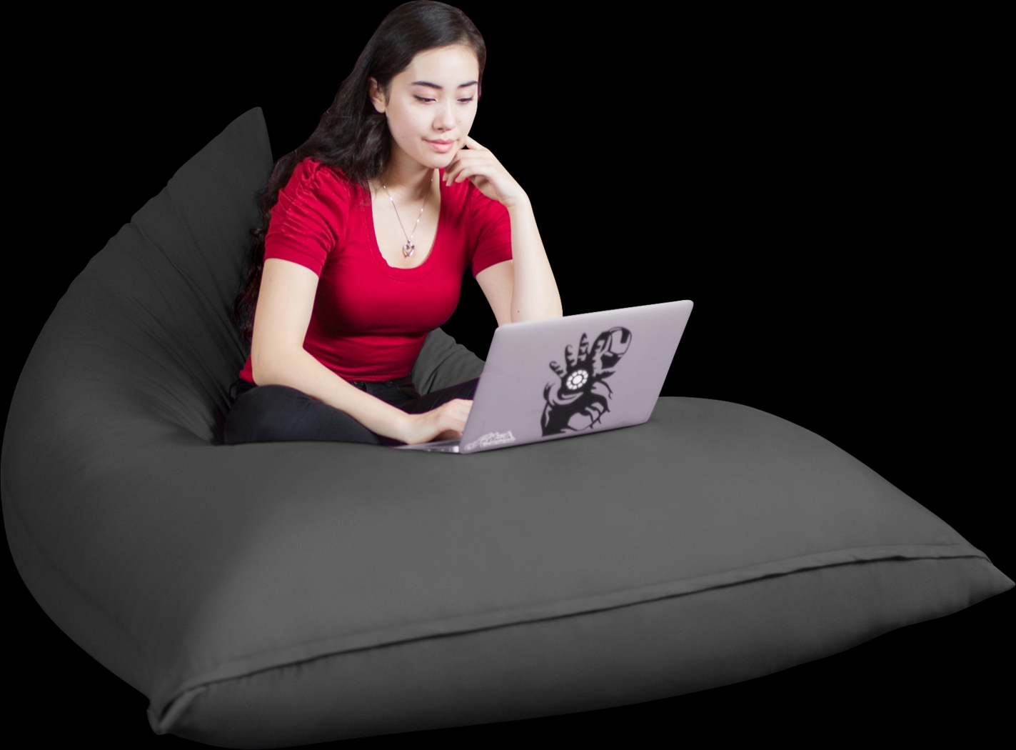 Kids Triform Gray Large Bean Bag Chair - Thumbnail - Image 1