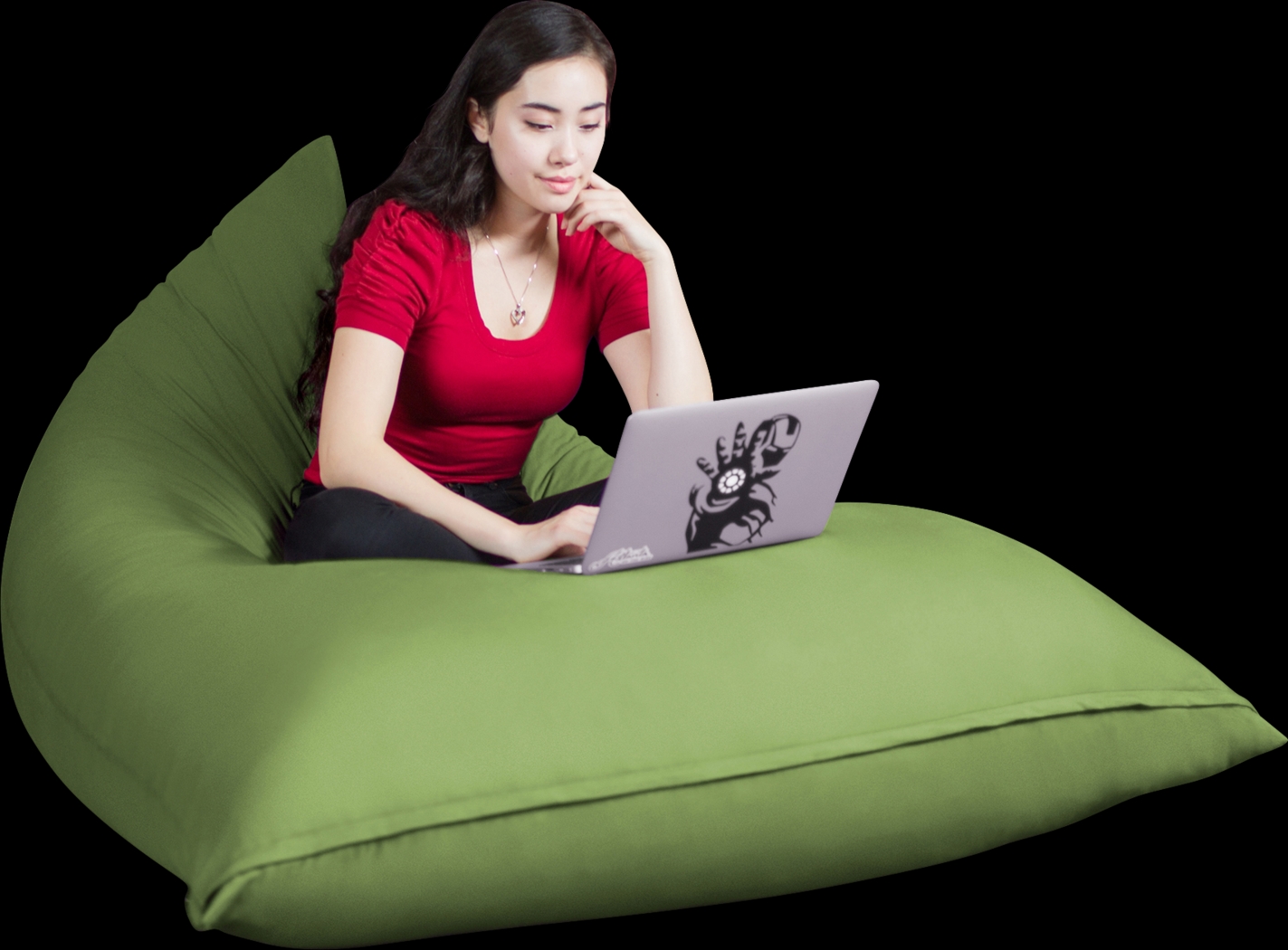 Kids Triform Green Large Bean Bag Chair - Thumbnail - Image 1