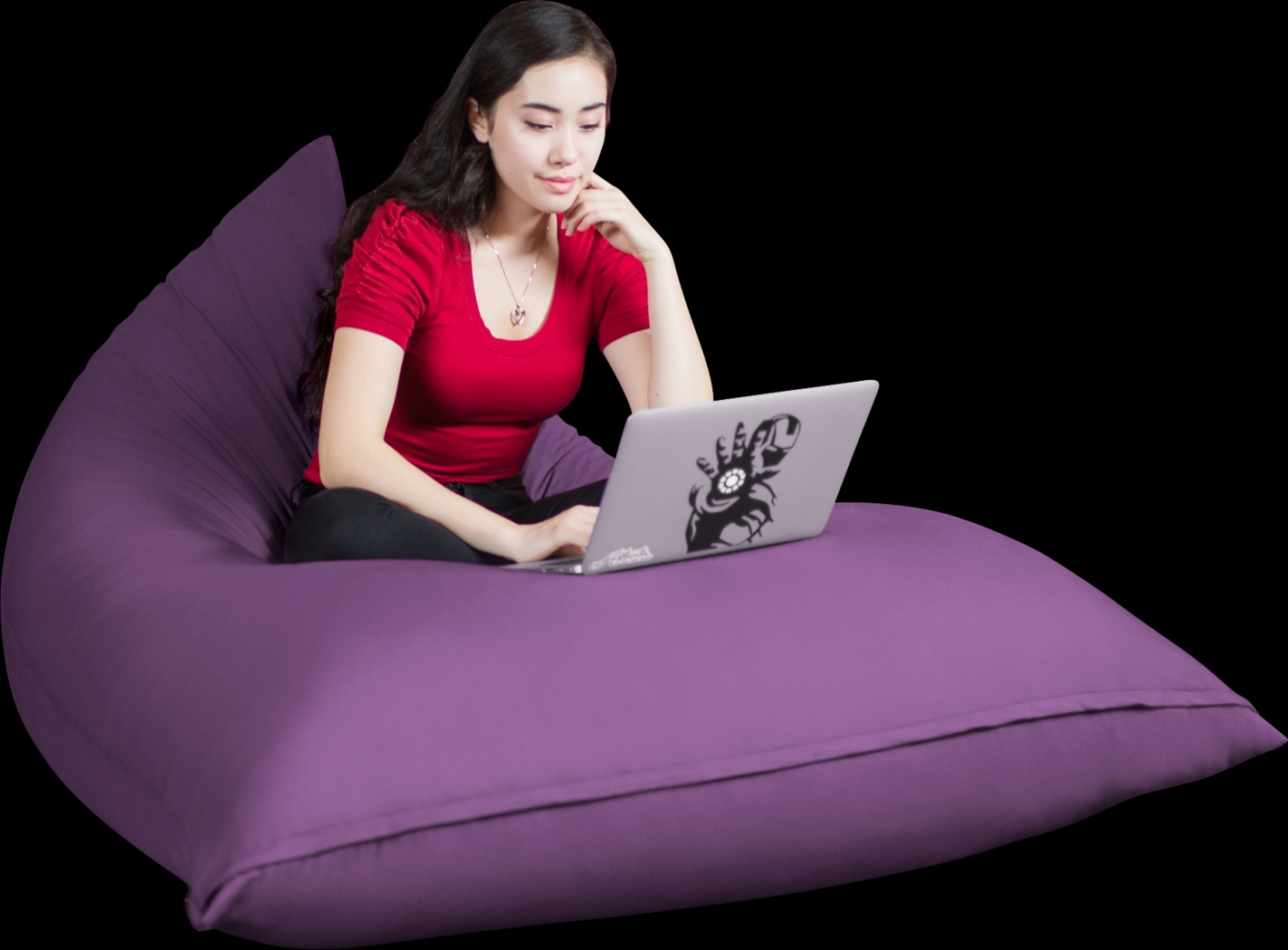 Kids Triform Purple Large Bean Bag Chair - Thumbnail - Image 1