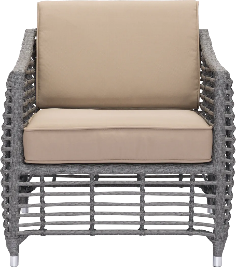 Trisik Beach Gray and Beige Outdoor Chair - Thumbnail - Image 3