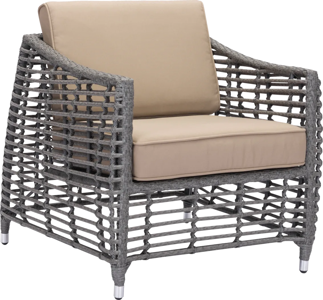 Trisik Beach Gray and Beige Outdoor Chair - Thumbnail - Image 1