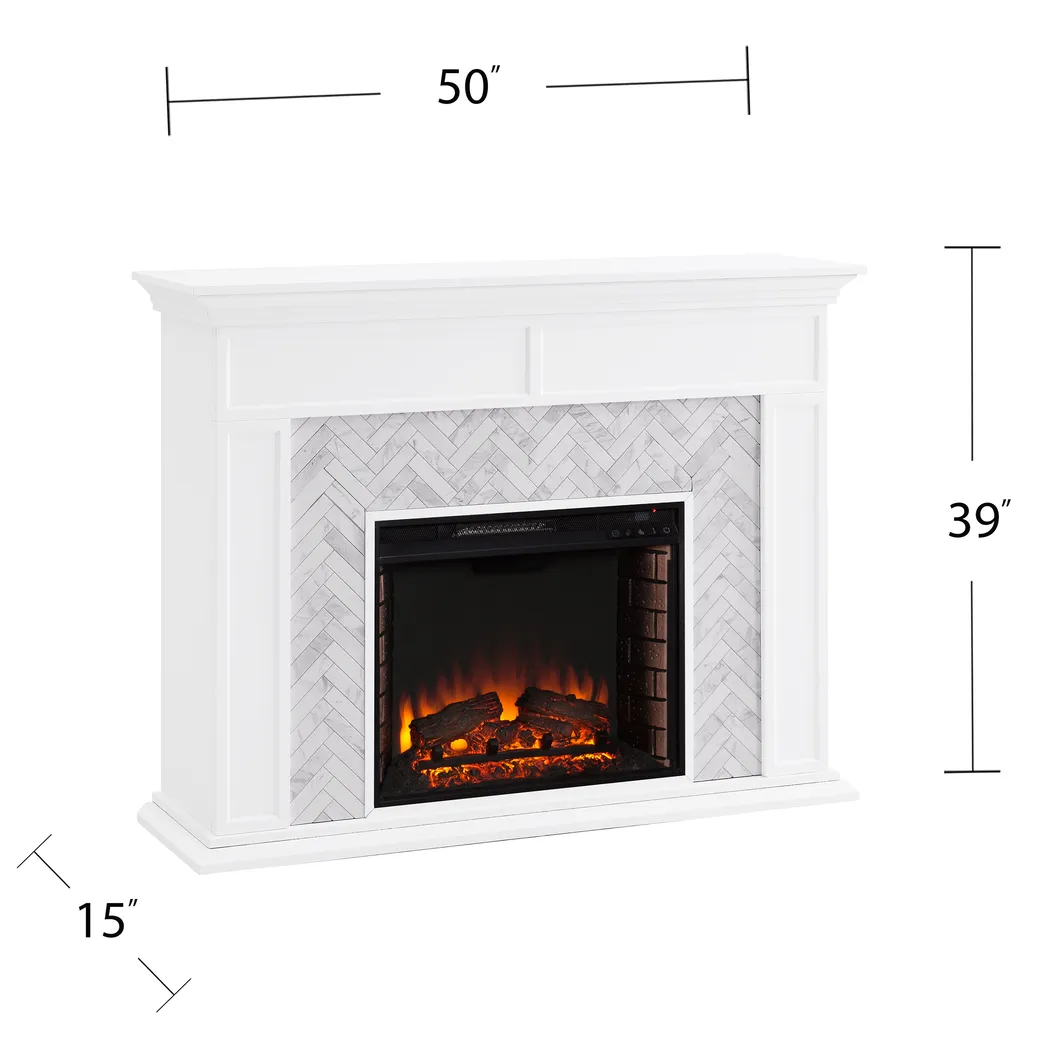 Tronewood II White 50 in. Console With Electric Log Fireplace - Image 8
