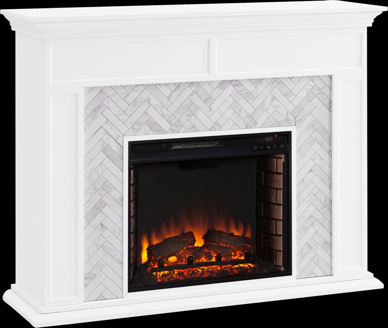 Tronewood II White 50 in. Console With Electric Log Fireplace - Thumbnail - Image 1