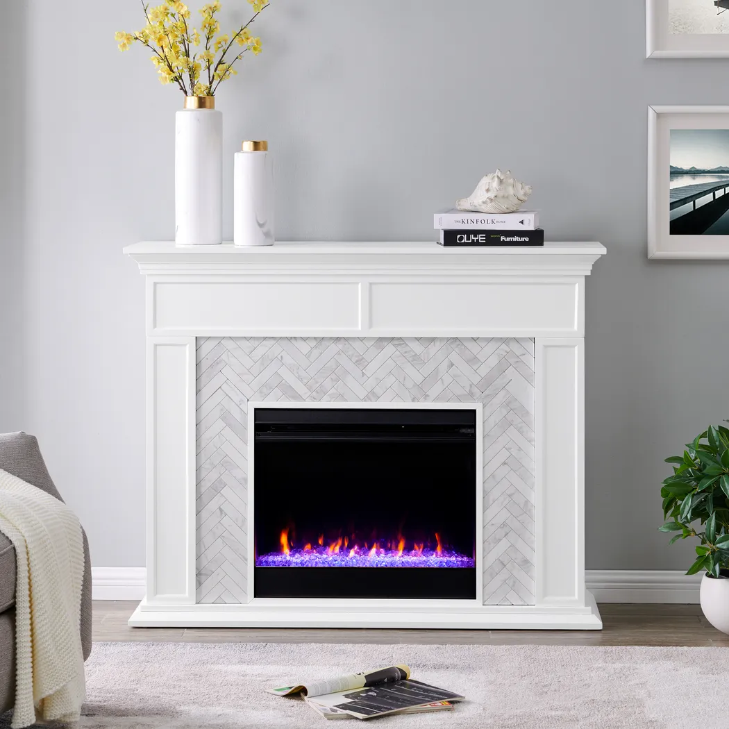 Tronewood I White 50 in. Console, With Color Changing Electric Fireplace - Image 9