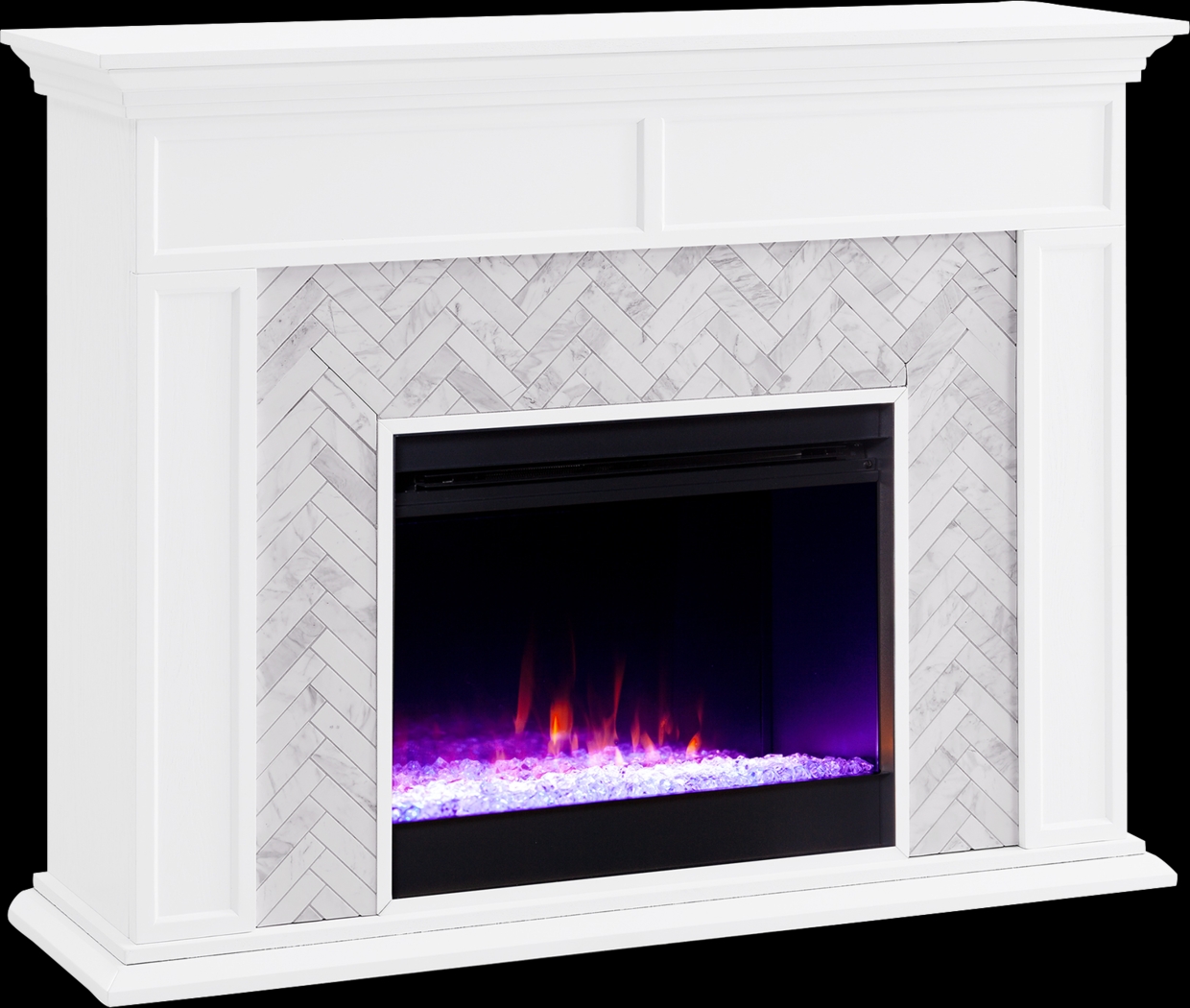 Tronewood I White 50 in. Console, With Color Changing Electric Fireplace - Thumbnail - Image 1