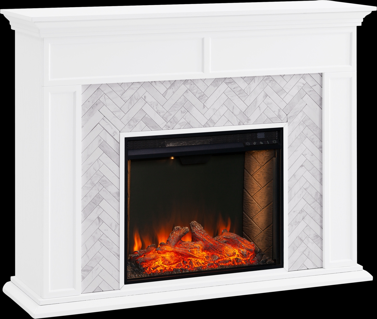 Tronewood III White 50 in. Console, With Smart Electric Fireplace - Thumbnail - Image 1