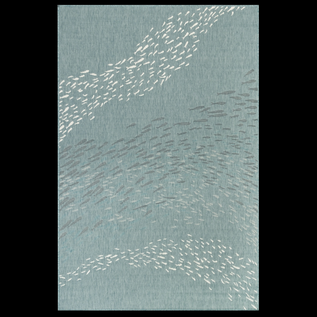 Tropical Adventures Aqua 6'6 x 9'4 Indoor/Outdoor Rug - Thumbnail - Image 1