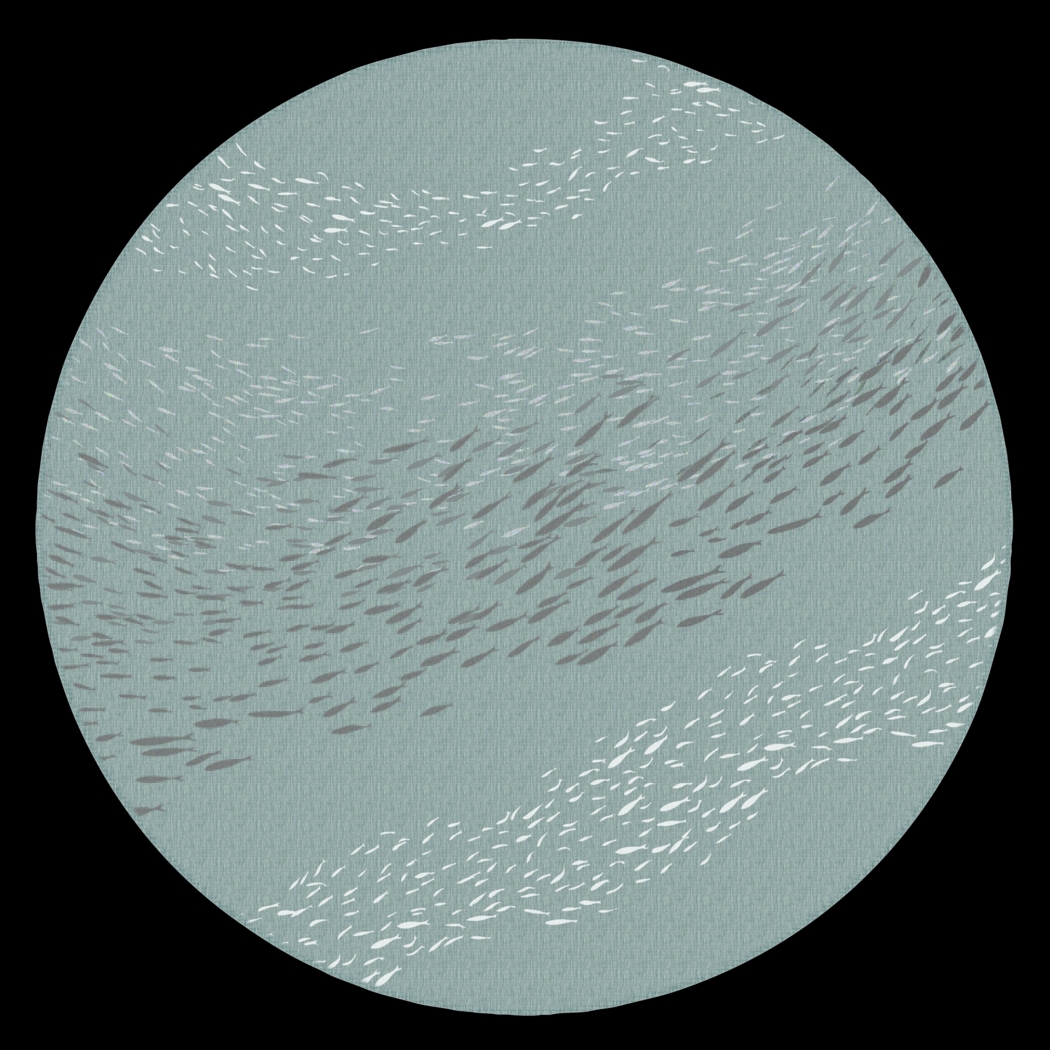 Tropical Adventures Aqua 7'10 Round Indoor/Outdoor Rug - Thumbnail - Image 1