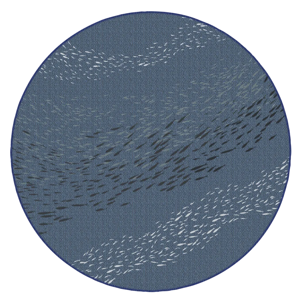 Tropical Adventures Navy 7'10 Round Indoor/Outdoor Rug - Thumbnail - Image 1