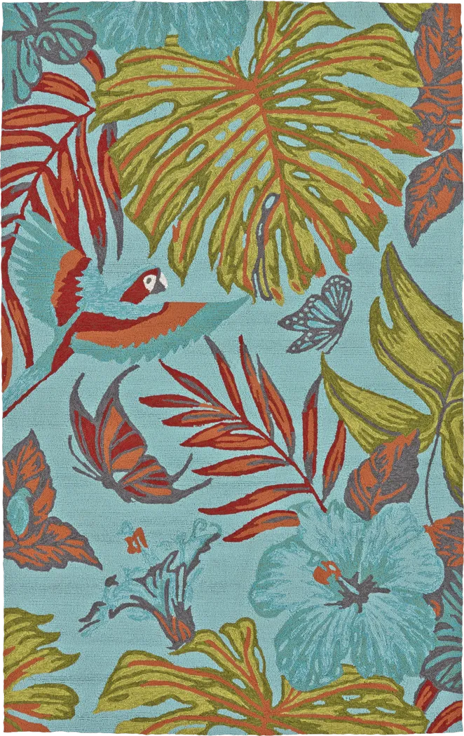Tropical Oasis Blue 5' x 7'6 Indoor/Outdoor Rug - Thumbnail - Image 1