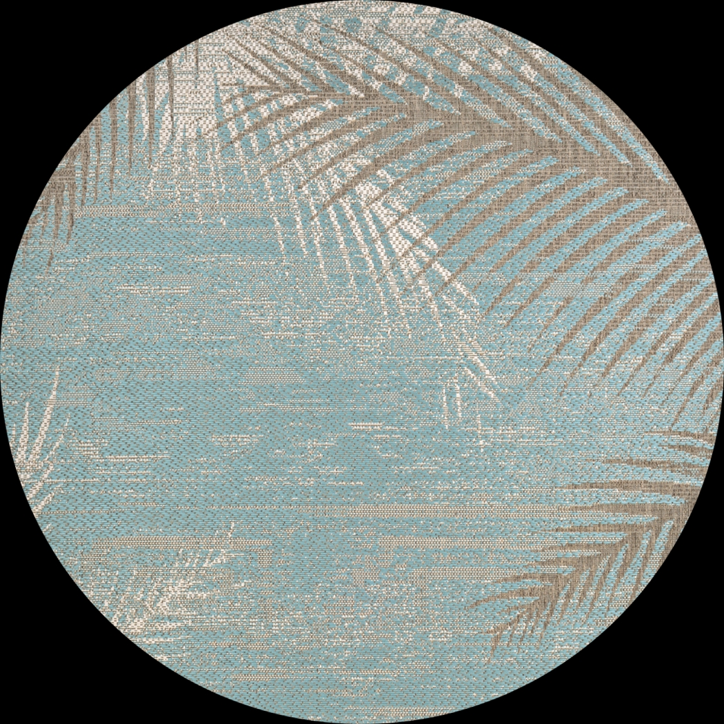 Tropical Tide Aqua 8'6 Round Indoor/Outdoor Rug - Thumbnail - Image 1