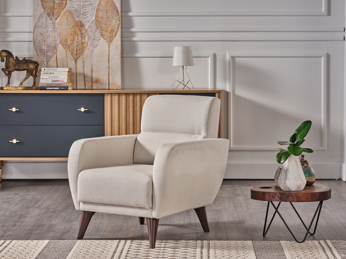 Trysail Beige Accent Chair - Thumbnail - Image 11