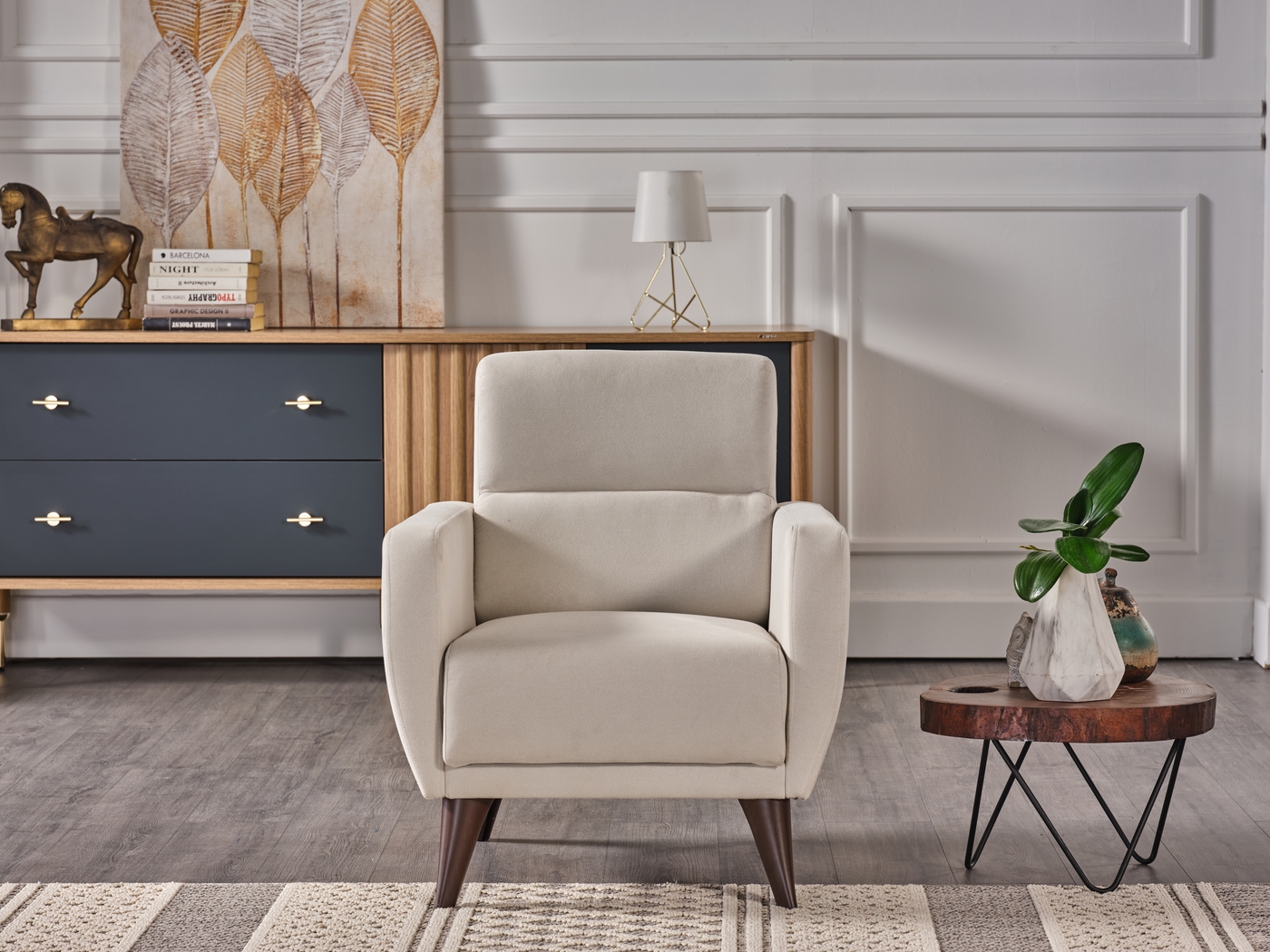 Trysail Beige Accent Chair - Thumbnail - Image 13