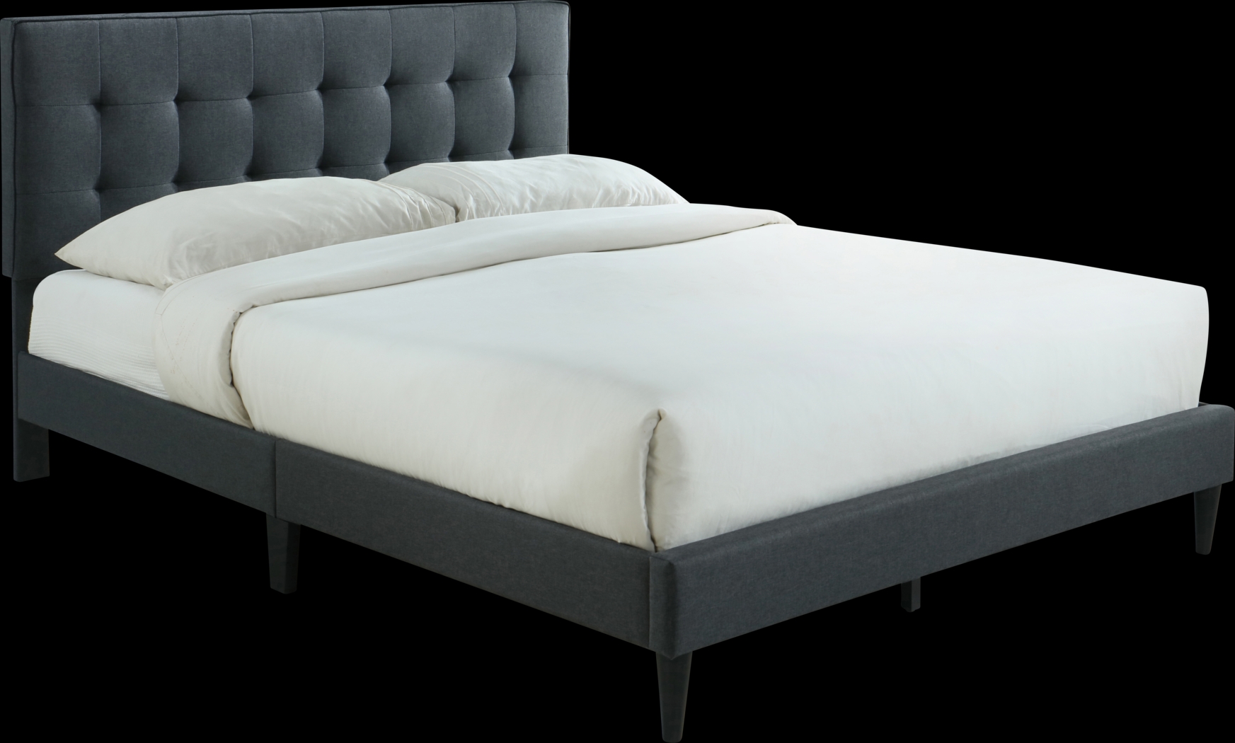 Tubae Charcoal Upholstered Queen Bed - Thumbnail - Image 1