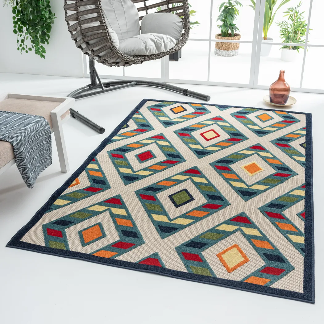 Tudali Blue 5' x 8' Indoor/Outdoor Rug - Thumbnail - Image 2