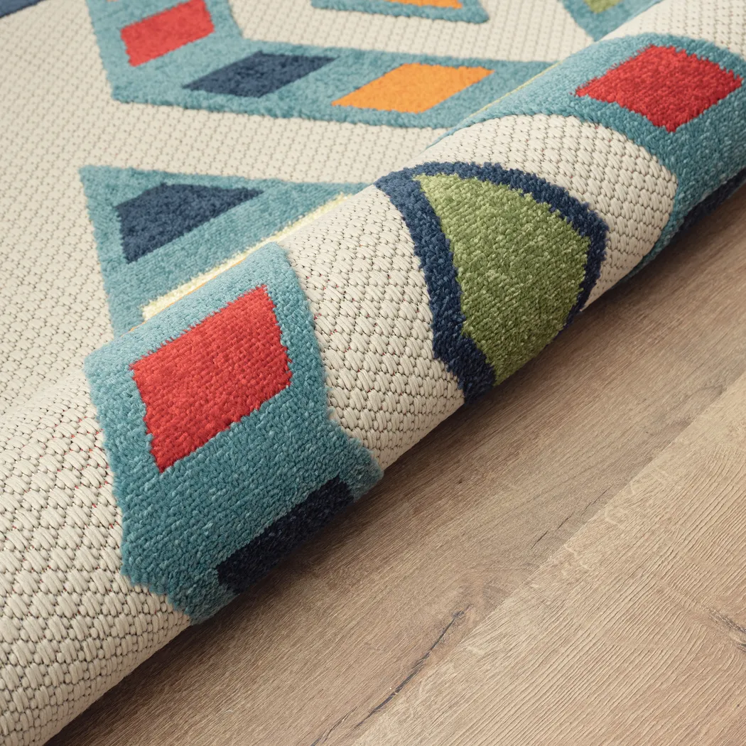 Tudali Blue 5' x 8' Indoor/Outdoor Rug - Thumbnail - Image 5