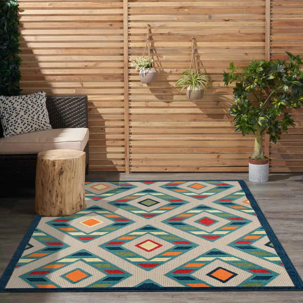 Tudali Blue 5' x 8' Indoor/Outdoor Rug - Thumbnail - Image 8