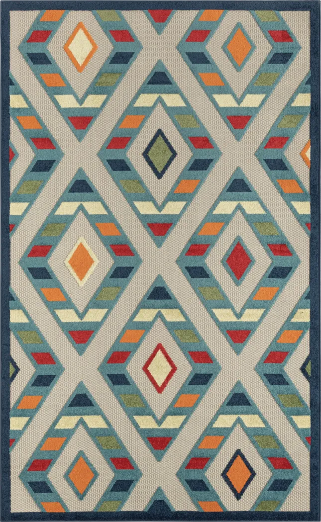 Tudali Blue 5' x 8' Indoor/Outdoor Rug - Thumbnail - Image 1