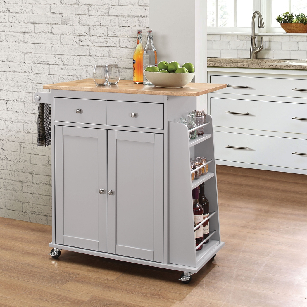 Tullarick Gray Kitchen Cart - Thumbnail - Image 2