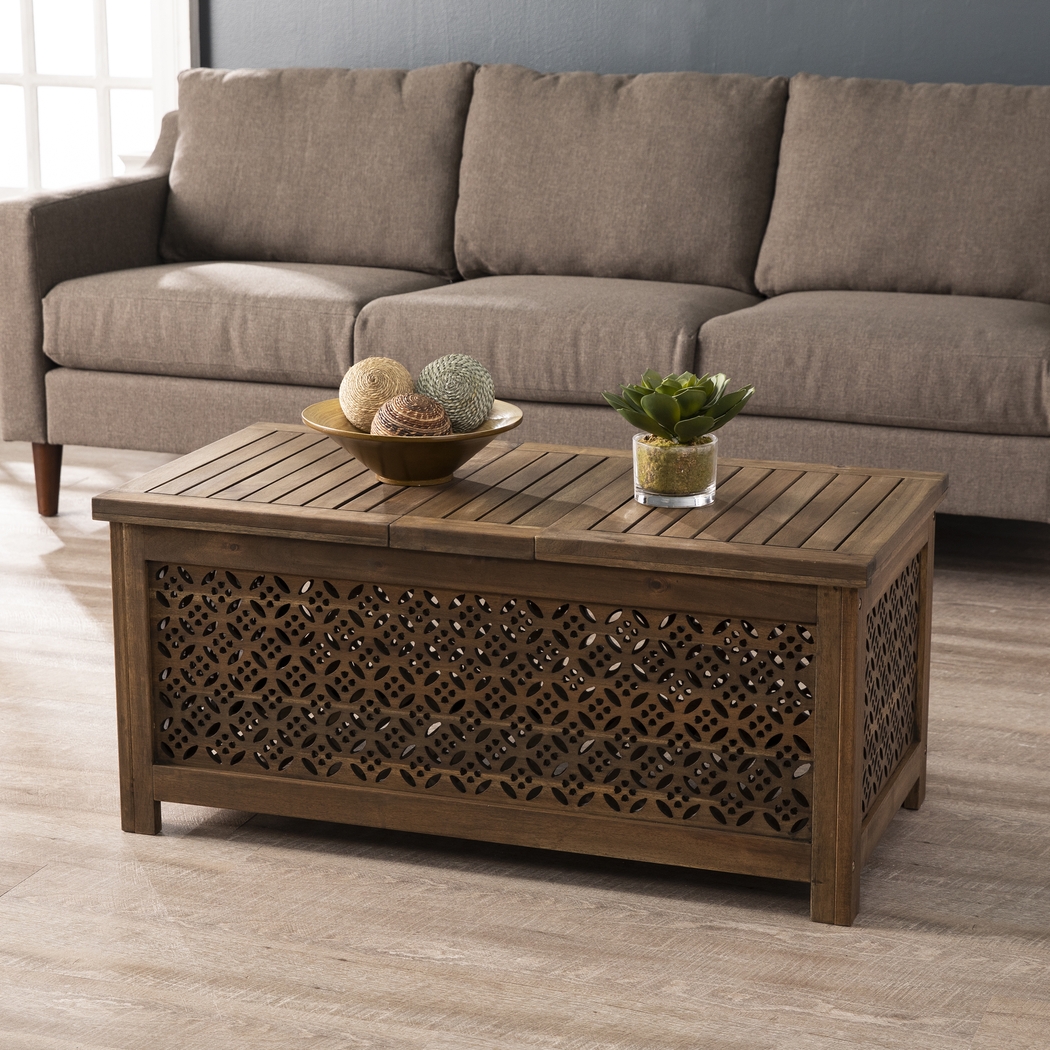 Tullier Brown Outdoor Storage Cocktail Table - Thumbnail - Image 2