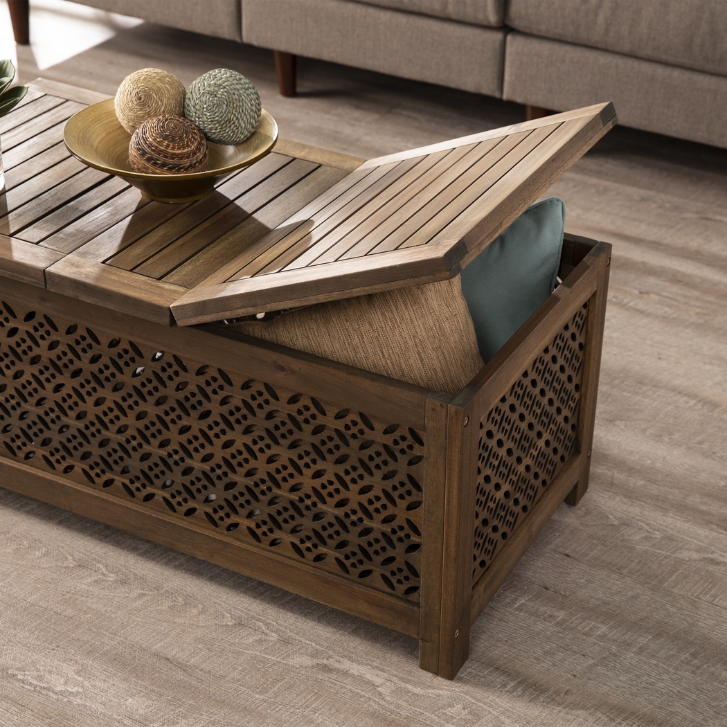 Tullier Brown Outdoor Storage Cocktail Table - Thumbnail - Image 3