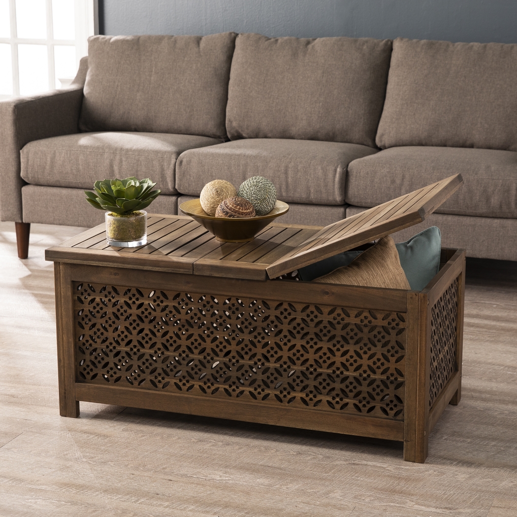 Tullier Brown Outdoor Storage Cocktail Table - Thumbnail - Image 4