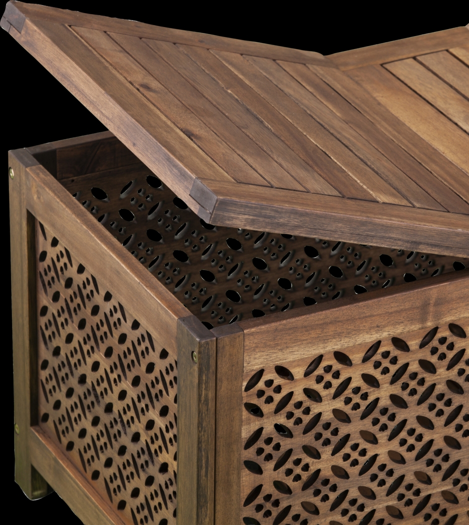 Tullier Brown Outdoor Storage Cocktail Table - Thumbnail - Image 6