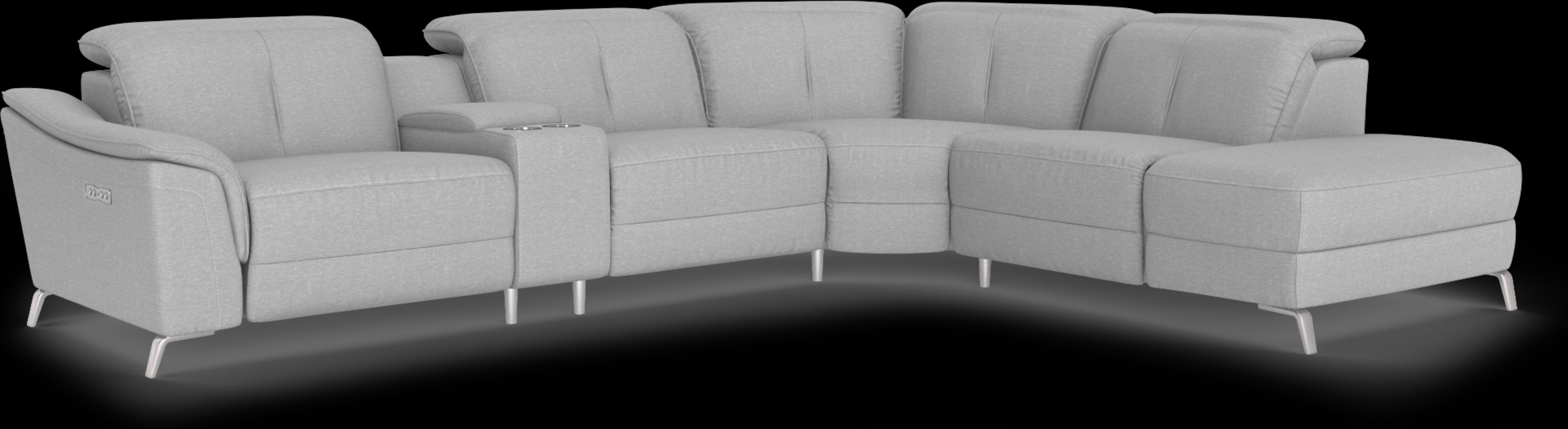 Turano Gray 6 Pc Dual Power Reclining Sectional - Thumbnail - Image 1