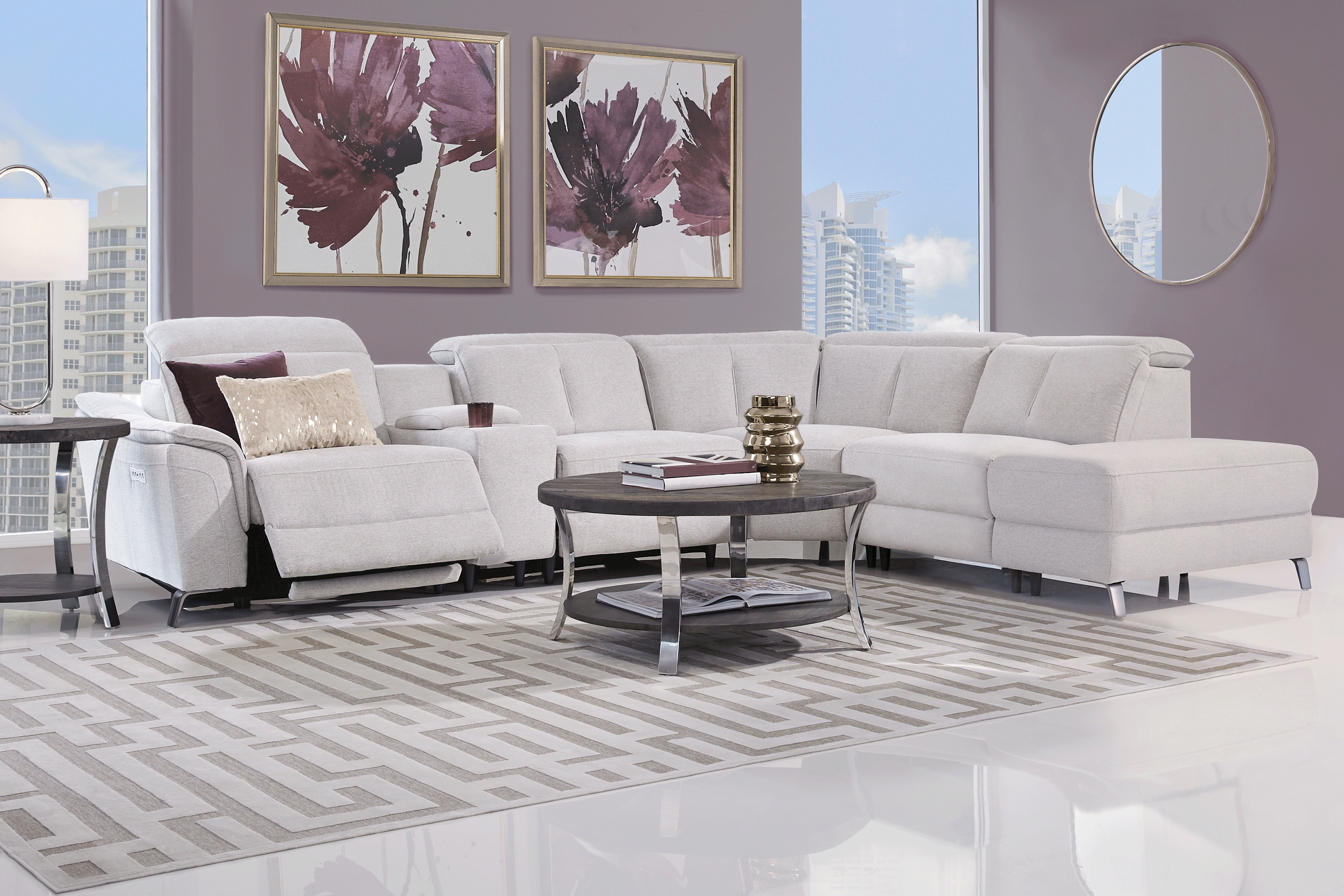 Turano Gray 9 Pc Dual Power Reclining Sectional Living Room - Thumbnail - Image 1